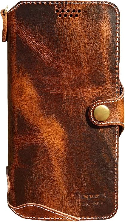 Yogurt Case for Google Pixel 10 Pro, Case for Google Pixel 10, Genuine Leather Wallet Cover for Pixel 10/10 Pro, Handmade Dark Brown