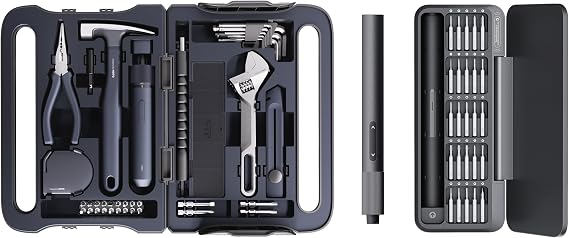HOTO 40-Piece Tool Kit, Household Essentials tool + 25-in-1 Precision Screwdriver Set, 3.7V Electric Screwdriver