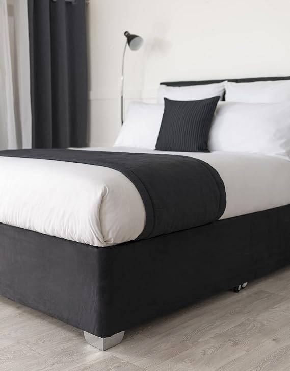 Belledorm with depth ranging from 11'' to 17'' Base Wrap Valance Sheet - Transforms a drab looking bed base divan - Luxury Faux Suede (Black, Single)