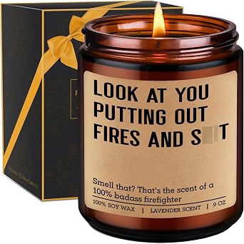 GSPY Scented Candle, Firefighter Gifts for Men, Women - Fireman, Firefighter Graduation Gifts, Fire Fighter Accessory - Funny Appreciation, Fathers Day, Birthday Idea for Fire Department, Firemen, Him