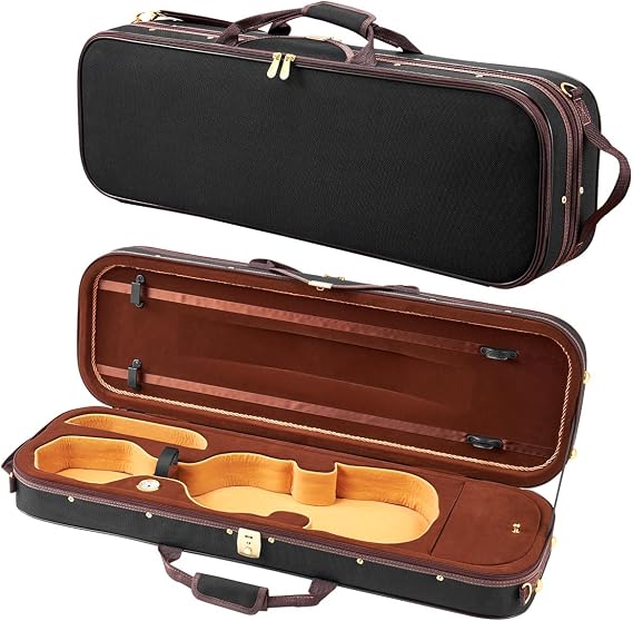 VEVOR 4/4 Full Size Violin Case, Built-in Hygrometer, Lightweight Portable Travel Carrying Bag, with Plush Lining, Shoulder Straps, Anti-Scratch, Professional Oblong Shape, for Violin, Black