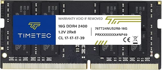 Timetec 16GB DDR4 2400MHz (PC4-2400T) PC4-19200 SODIMM Laptop RAM 260-Pin 1.2V CL17 Non-ECC Unbuffered Memory Module for Laptop, Notebook, Mini PC, All-in-One