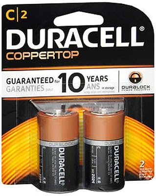 Duracell PGD MN1400B2Z Coppertop Retail Battery, Alkaline, C Size Pack of 2