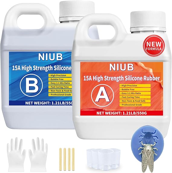 NIUB 15A Silicone Mould Making Kit, 1L Mould Making Silicone Rubber, Blue