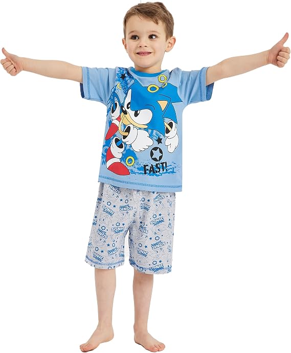 Boys Sonic the Hedgehog Short Pyjamas Gamer Gaming Pyjamas Nightwear