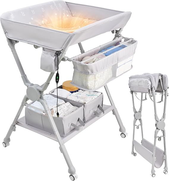 Baby Changing Table, Auto Warmer Portable Folding Changing Table