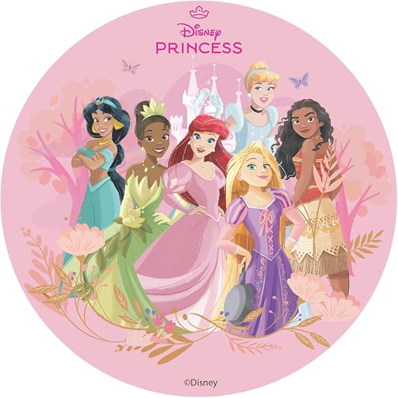 Dekora, Disney PrincessEdible Cake Topper, Decoration for Children's Birthday Cake, Round Wafer Disc 20 CM