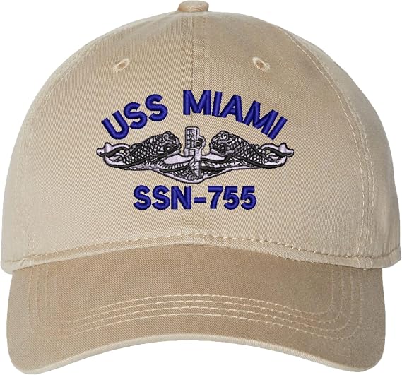 USS Miami SSN-755 with Dolphins Unstructured Dad Cap
