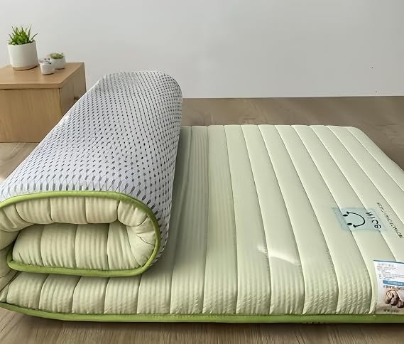 New Japanese Bedding Futon, Folding Roll-Up Mattress, Massage Bed for Tatami Floors Green, Thickness Approx. 1.6 inches 4 cm, 5.9 x 6.8 ft 1.8 x 2.0 m