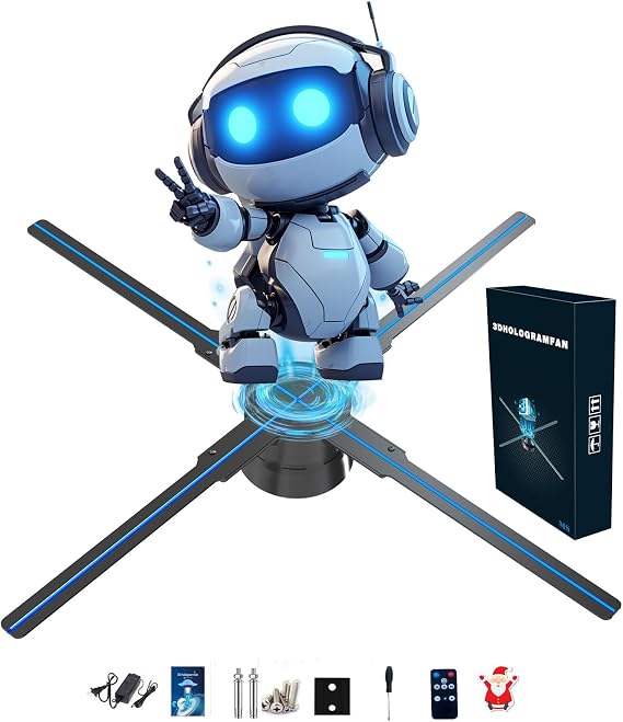 18.1" 3Dhologramfan with WiFi App and Remote Control 3d fan projector | 528 LEDs, Bluetooth audio, TF card/ PC control for stores,events,bars,shops,Halloween and Christmas displays with 1500 videos