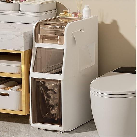 Narrow Gap Storage for Bathroom,3/4/5 Tier Floor Cabinet Storage,Bathroom Upgrade Stand Storage,White Bathroom Floor-Standing Storage with A Drawer Free Standingstoragefor Toilet Gap(3tier)