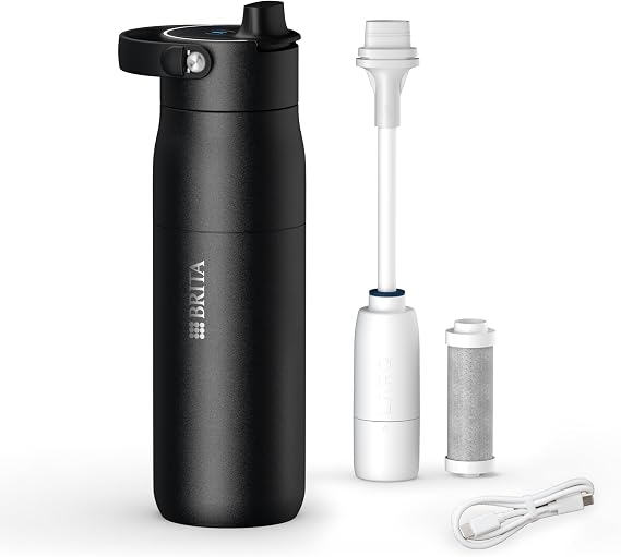 BRITA LARQ iQ Digital Filter Water Bottle Black (680ml) with Hydration Tracking App, Activated Carbon Water Filter & UV-C - neutralises 99.99% bacteria, reduces micro impurities, PFAS & more