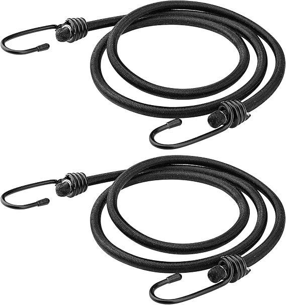 ZHOUBIN 48 inch Black Bungee Cords with Hooks, 2 Pack