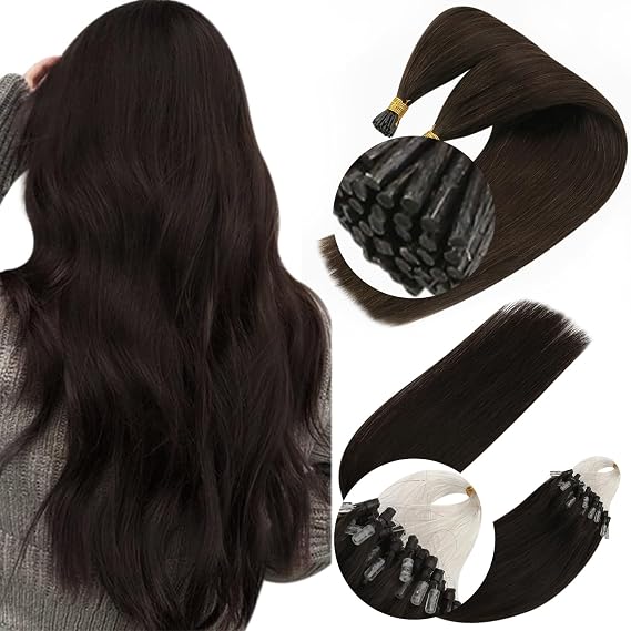 100G ITiP and Micro Link Hair extensions Dark Brown Bead Hair extensions Soft