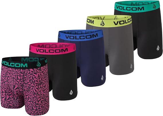 Volcom Mens Boxer Briefs 5 Pack Poly Spandex Performance Boxer Briefs Underwear