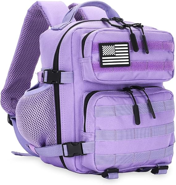 9L Mini Tactical Backpack for Men and Women, Tactical Backpack Small for Hiking, Small Tactical Bag(Light Purple)