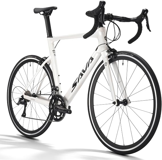 SAVADECK Carbon Road Bike for Beginners - Adult Racing Bicycle with Shimano SORA 18-Speed, Lightweight Carbon Fiber Frame & Fork, Double V-Brake