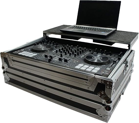 DJ Flight Case Fits Denon MC7000 with Glide Laptop Stand Harmony Cases | For Your Controller Rig, Road-Ready Rugged Build, Recessed Butterfly Latches, Spring-Loaded Handles, Dense Foam Interior