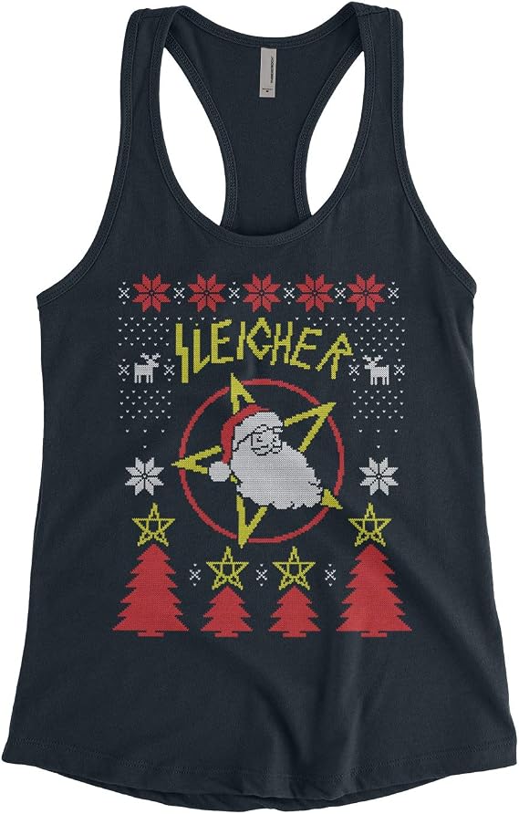 Threadrock Women's Sleigher Santa Claus Ugly Christmas Racerback Tank Top