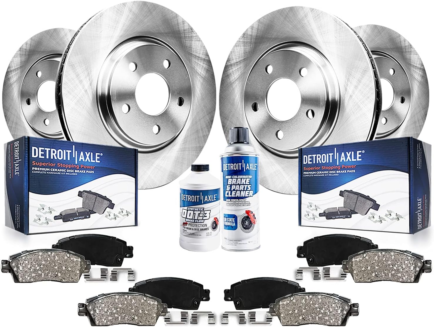 Detroit Axle - Heavy Duty Brake Kit for 2008-2014 Cadillac CTS [GM Brake Code J55] 2009 2010 2011 2012 2013 Brake Rotors Ceramic Brakes Pads Replacement: 13.58 inch Front & 13.34 inch Rear Rotors