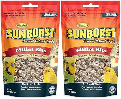 Higgins 2 Pack of Sunburst Millet Bits for Small Birds, 1 Ounce Each