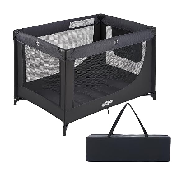 Pamo Babe Pack and Play Portable Baby Crib Foldable Playard Leightweight Travel Playpen for Tooddlers and Infant Black