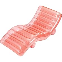 Maccabi Art 5.6ft FunChaiser Inflatable Lounge Chair, Blushing Pink Pool Float for Adults with Backrest, Leg Support, Cup Holder & Repair Patch