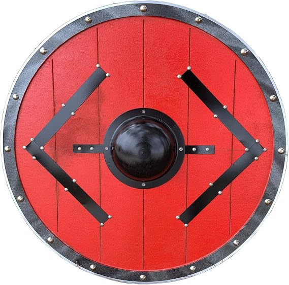 Viking Knights Ragnar Lothbrok Battleworn Norse Pattern Wooden Round Viking Shield
