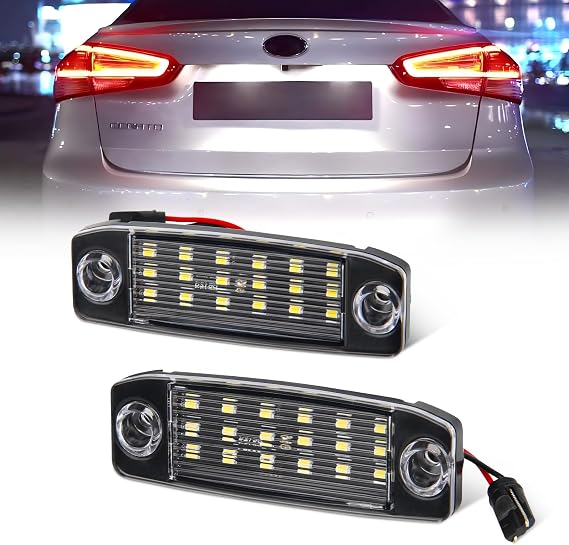 OPP ULITE LED License Plate Light for Hyundai Kona 2017+, Hyundai Sonata VI 11-14, Hyundai Tucson 2004+, Hyundai i40 CW 2011+, Kia Sportage 2010+, 18-LED Cool White 6000K Lights, 2PC Pack
