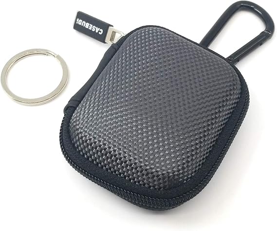 Tough Travel Case for Apple AirPods | Key Ring and Carabineer | Use as Keychain | Sturdy, Stylish, Ballistic Nylon, Impact Protection for Travel or Storage (Cool Grey)
