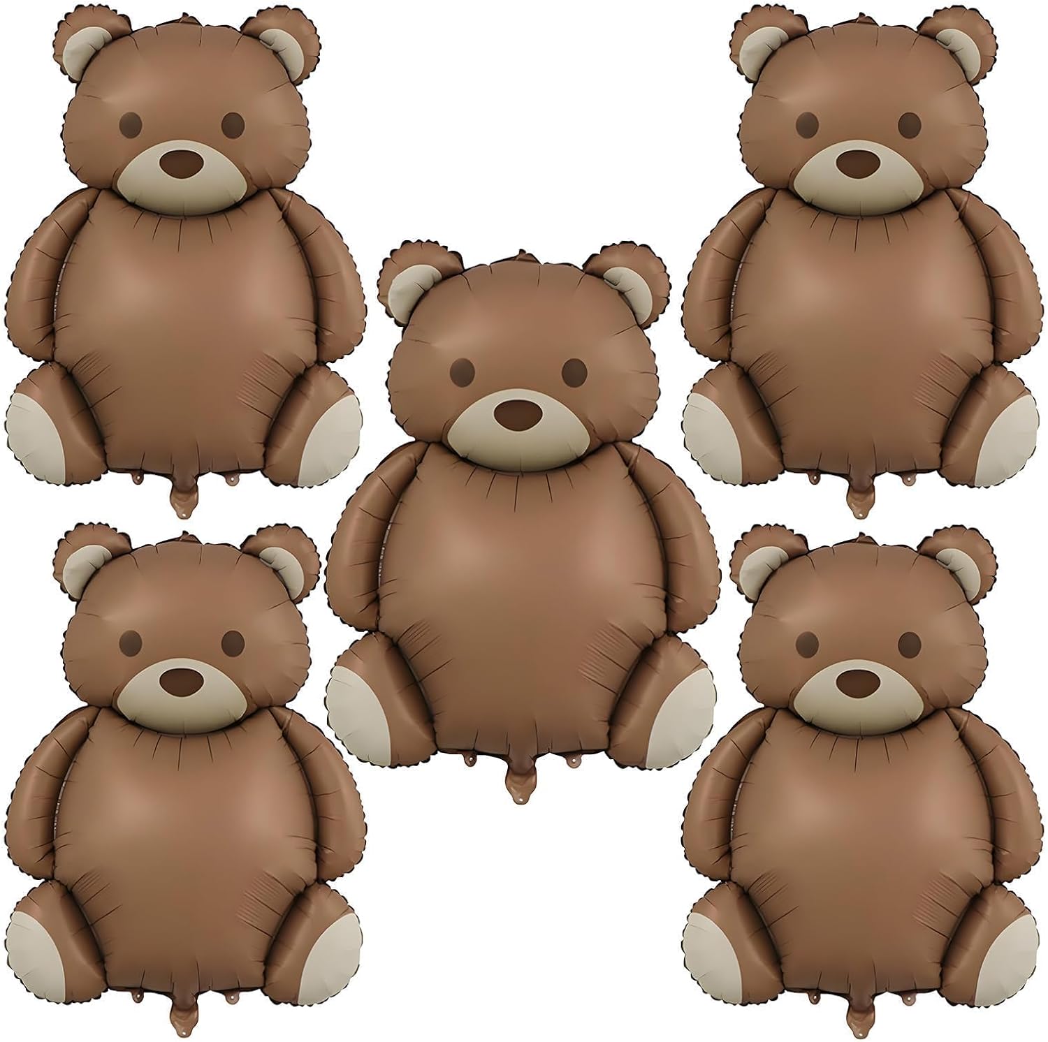 5 Pcs Matte Bear Foil Teddy Bear Balloons, Teddy Bears Picnic Party Supplies Animal Brown Balloons, Balloon Animal for Shower & Birthday Decor, Used by Individuals Aged 15 and Above