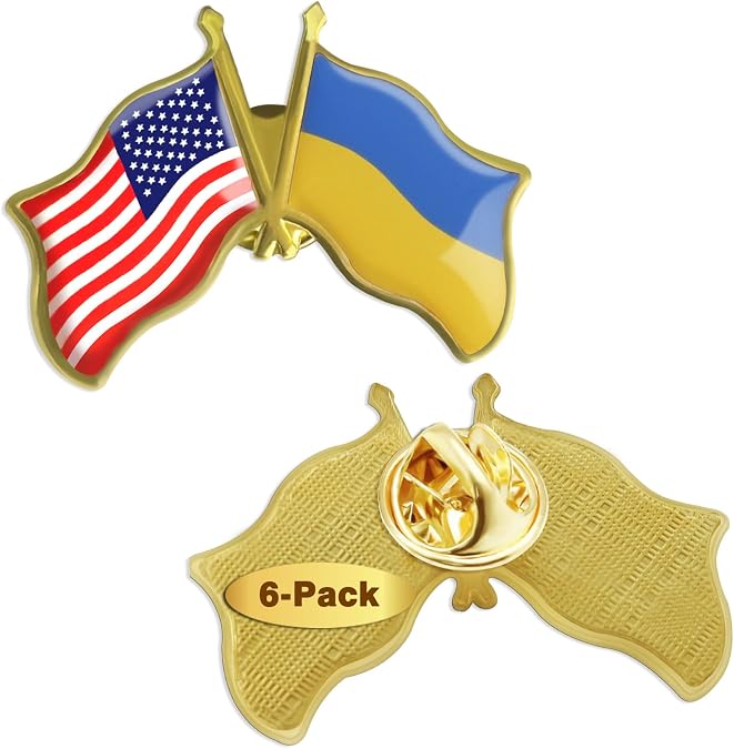 6/12/50/100 Pack-American Ukrainian Ukraine Friendship Flag Pins Bulk -1.5