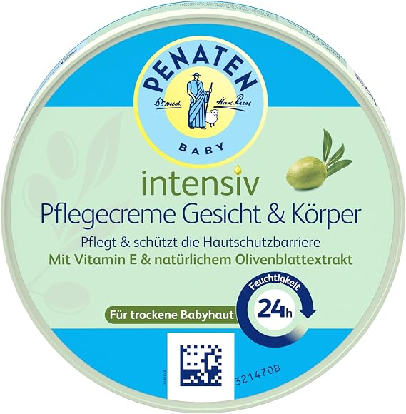 PENATEN Intensiv Baby Care Cream Face & Body 100 ml | Baby face & body cream, 24-hour moisture, nourishes dry skin, vitamin E & olive leaf extract, dermatologically tested