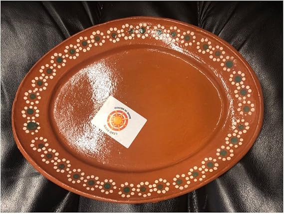 Made in Mexico 11x8 Mexican Grande Dinner or Salad Clay Barro Ovalado Oval Plates Set of 4