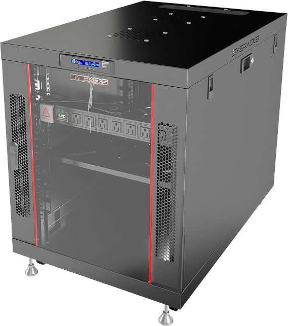 Home Lab Server Rack Cabinet 19" 12U Premium Series 35" Deep Network Rack Enclosure with Glass Door, Quiet Cooling Fans & Thermostat, PDU, Shelf, Lockable Cabinet for NAS & Home Network