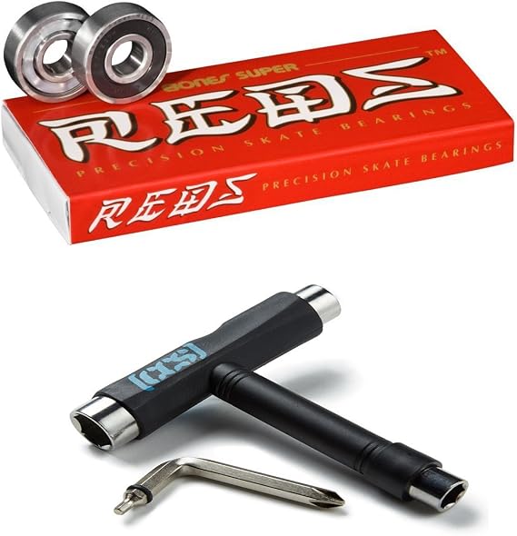 Bones Super Reds Bearings with CCS Skateboard Tool