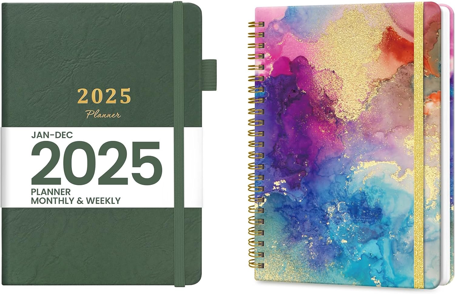 2025 Planner - Weekly and Monthly Planner, January 2025 to December 2025 and A5 Spiral Lined Notebook