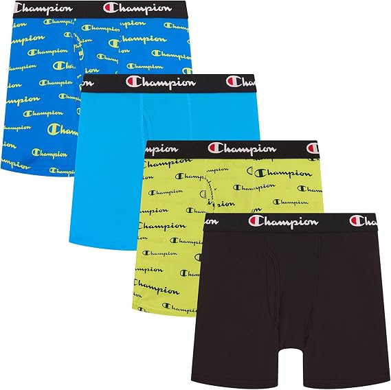 Champion Boys' Everyday Active Lightweight Stretch Boxer Briefs - 4 Pack (Sxl)