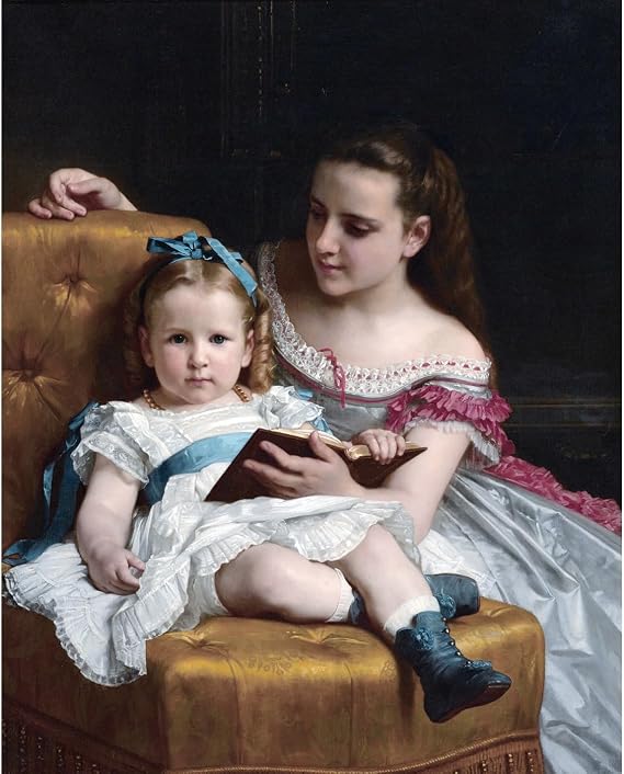 Poster Print Rolled - Bouguereau - Portrait of Eva and Frances Johnston - 30x40 Inch Wall Decor Poster Art Print