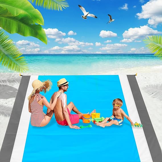 Beach Blanket Mat Waterproof,Large Picnic Blanket 210x200cm Sandproof Picnic Beach Mat for Beach Tent Camping Hiking Picnic (Grey)