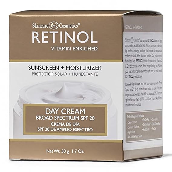 Retinol Day Cream Luxurious Cream Moisturizes and Reduce Look of Fine Lines Provide Protection from Daily Sun Exposure Broad Spectrum SPF 20 Protect Against Harmful Effects of UVA and UVB Rays