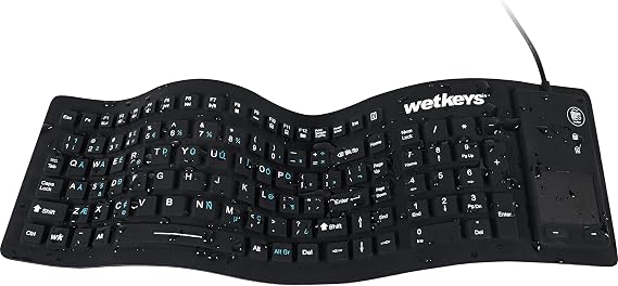 Case KBWKFC103STi-BK Flex Touch Full Size Flexible Silicone Waterproof Keyboard with Touchpad On/Off Switch USB Black | KBWKFC103STi-BK-C10