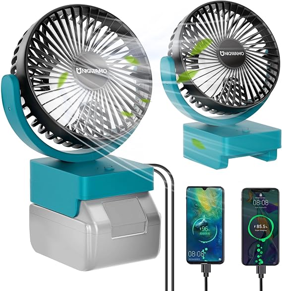 Uniqwamo Portable Battery Powered Fan Compatible for Makita 18V Battery