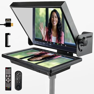 EyeMeeting Desktop - Large 10,1 Built-in HDMI Screen for Zoom Teams Twitch YouTube, Prompter for DSLRWebcamSmartphone, Drag & Drop Monitor Display Works with MacPC & Elgato Deck
