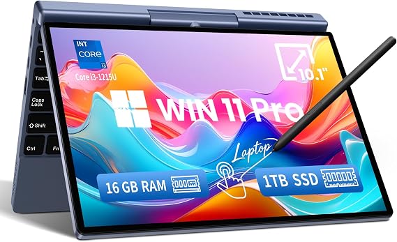 KOOFORWAY 10.1" 2-in-1 Touchscreen Mini Laptop, Intel Core i3,Win 11 Pro
