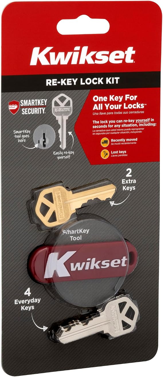 Kwikset SmartKey Re-Key Kit for Kwikset SmartKey Locks Only, DIY Rekey Tool Set, Easy Key Reset, Not Compatible with Non-SmartKey Locks