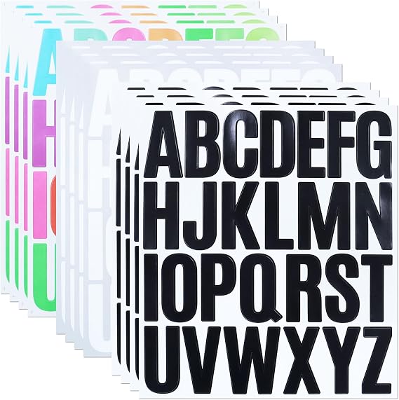 312 Pieces 2 Inch Capital Letter Sticker, Black, White, Multi