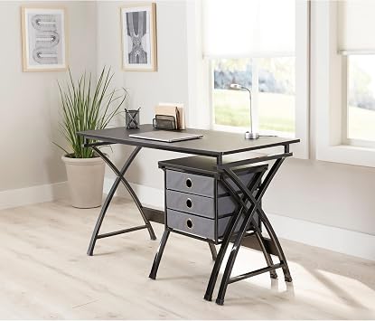 Realspace X-Cross 48" W Computer Desk with File Cabinet, Black