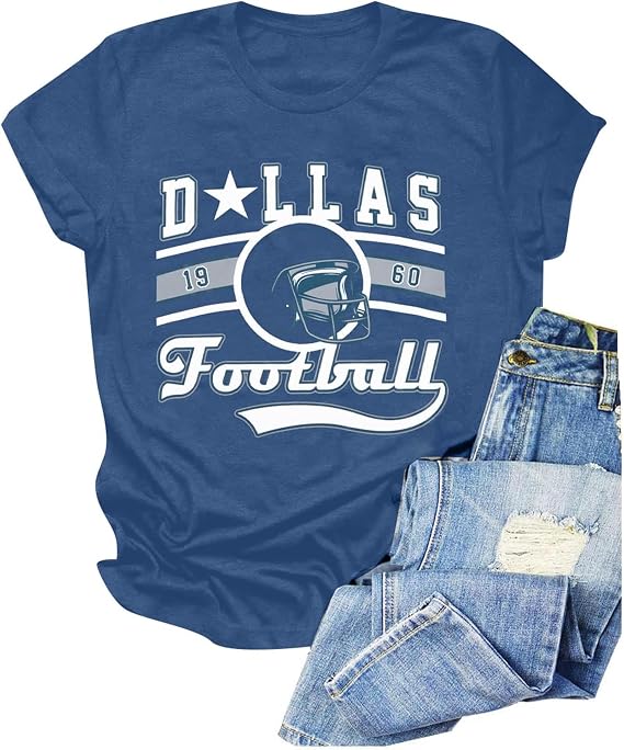 Football Shirt for Women Game Day Season Vintage Tshirt Football Team Tops