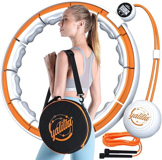 Smart Weighted Hula Hoop - Yalilia Infinity Hoop, Hula Hoops for Adults Weight Loss, Detachable Knots Hoops Adjustable Auto-Spinning Ball Abdomen Fitness Equipment for Adult